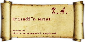 Krizsán Antal névjegykártya